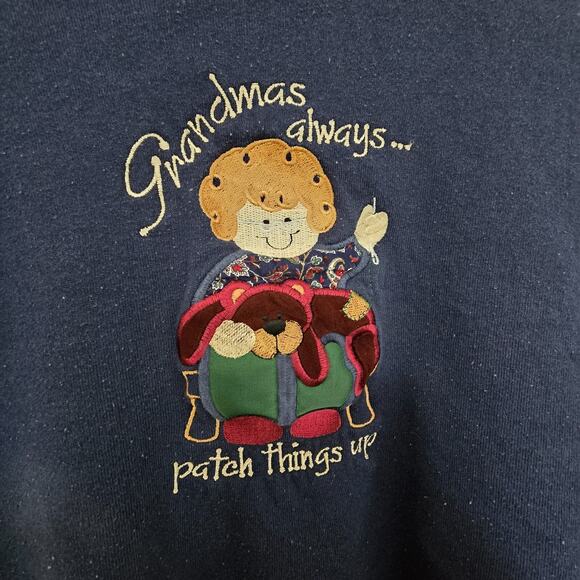 MC Energy Sportswear VTG Grandmans always patch‎ things up Size XL Sweater Blue - Picture 2 of 11